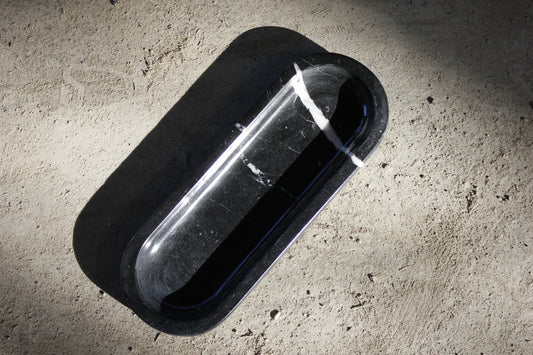 Vassoio Ovale in marmo Nero Marquinia - Oval Black Marquinia marble tray