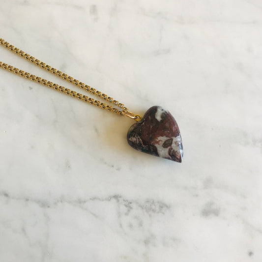 Charm in Marmo Rosso Levanto a Forma di Cuore _ Rosso Levanto Marble Charm