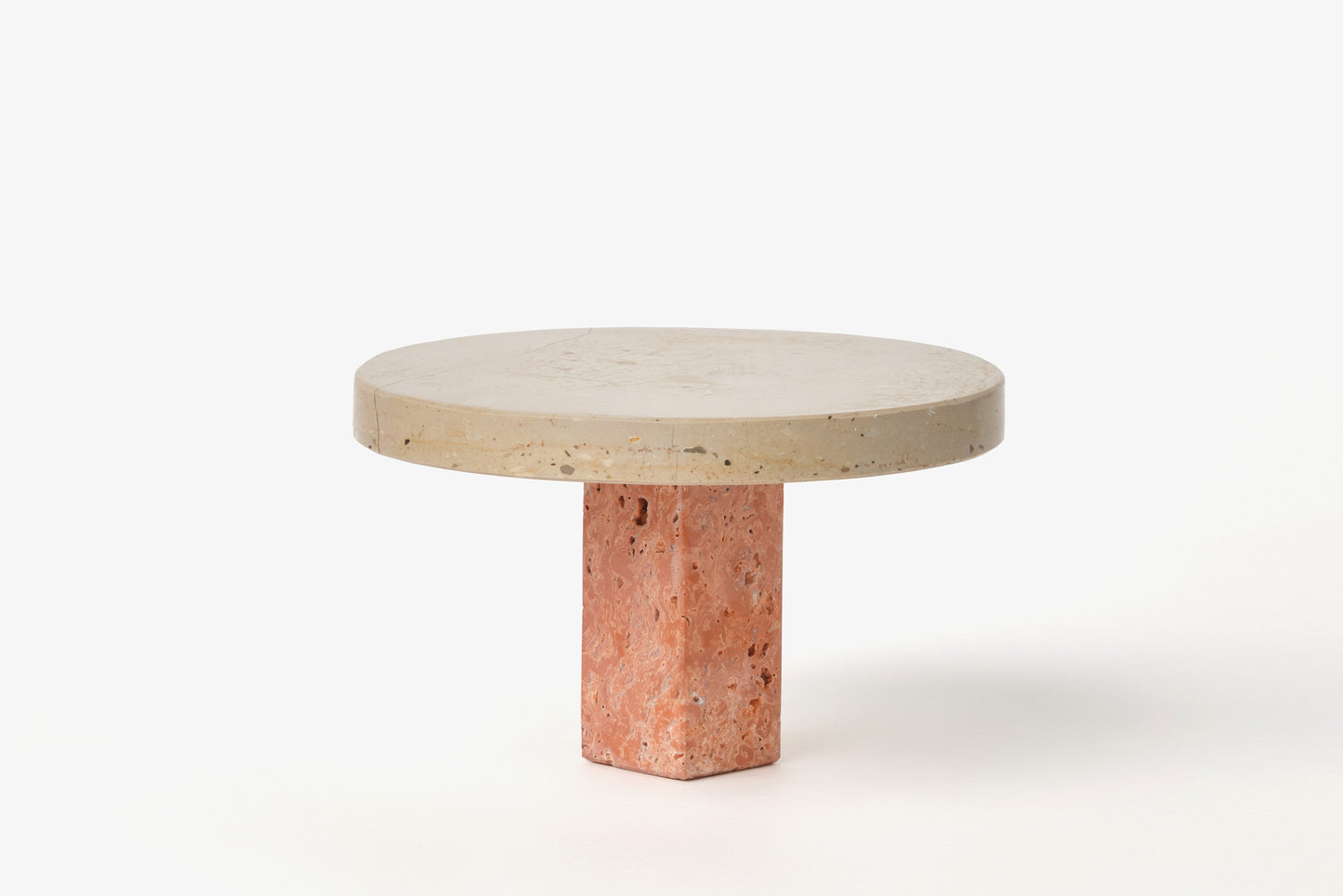 Alzatina per Dolci in Pietra Pugliese e Travertino Rosso | Cake stand in Apulian Stone and RedTravertine