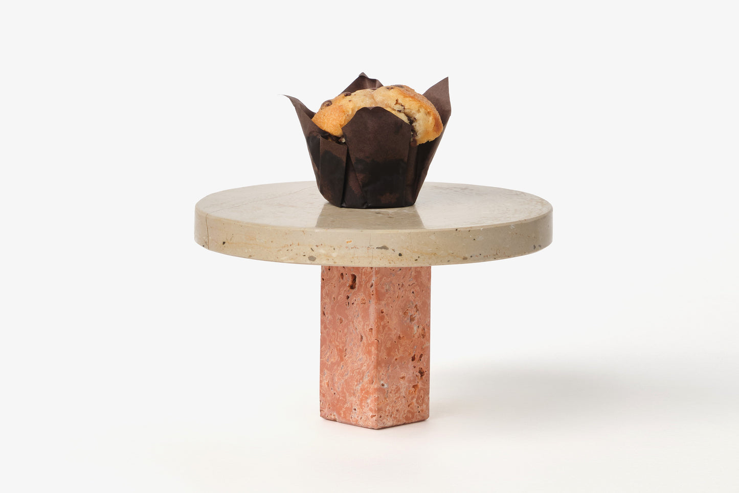 Alzatina per Dolci in Pietra Pugliese e Travertino Rosso | Cake stand in Apulian Stone and RedTravertine