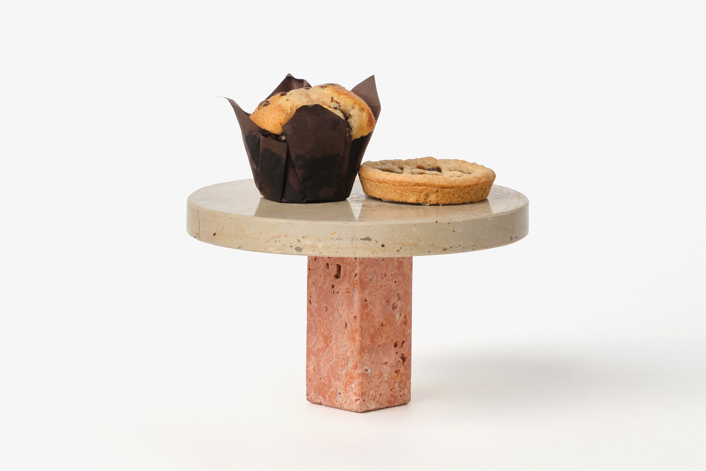 Alzatina per Dolci in Pietra Pugliese e Travertino Rosso | Cake stand in Apulian Stone and RedTravertine