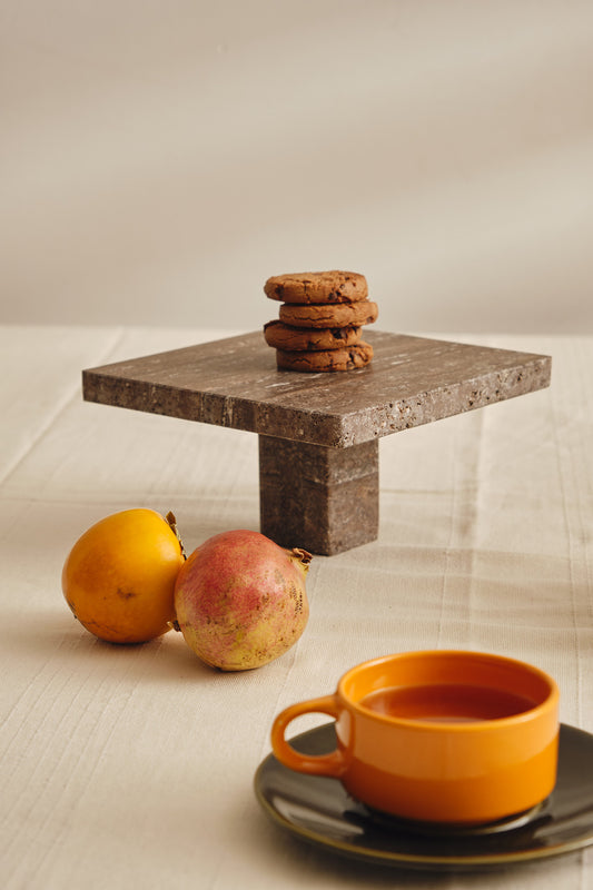 Alzatina per Dolci in Travertino Titanium | Cake stand in Titanium Travertine