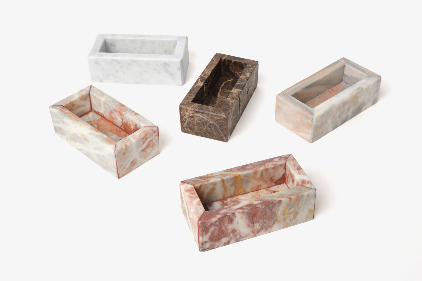 Portagioie in Marmo Verde Guatemala, Dark Emperador, Travertino, Carrara, Rosalba