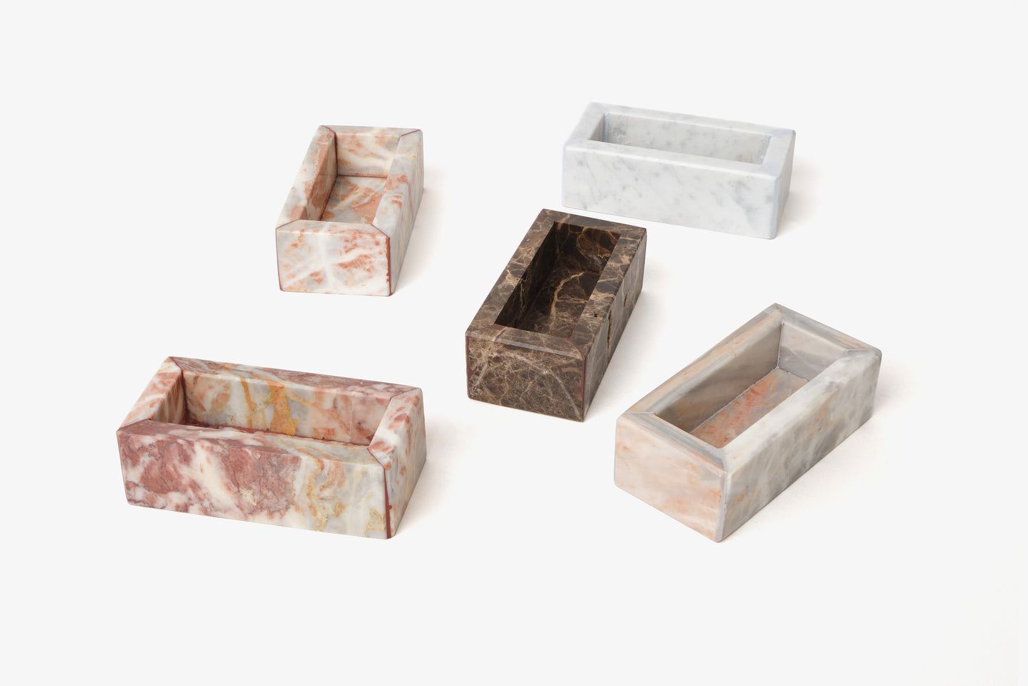 Portagioie in Marmo Verde Guatemala, Dark Emperador, Travertino, Carrara, Rosalba