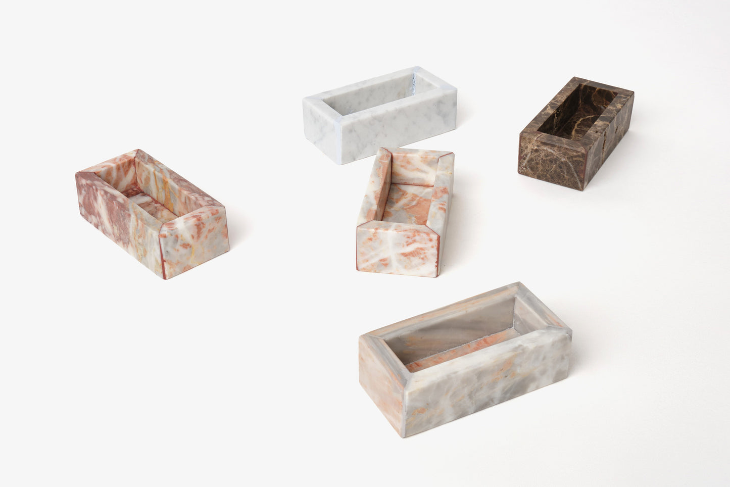 Portagioie in Marmo Verde Guatemala, Dark Emperador, Travertino, Carrara, Rosalba