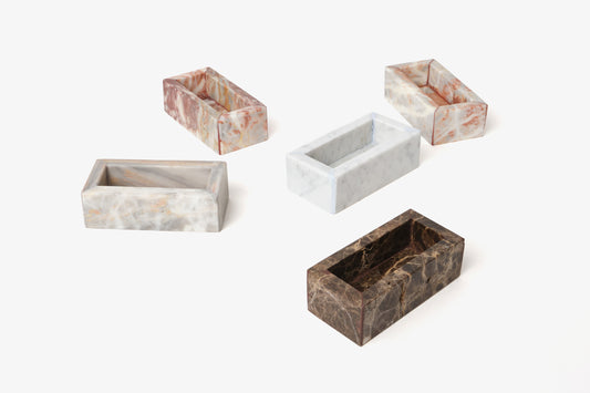 Portagioie in Marmo Verde Guatemala, Dark Emperador, Travertino, Carrara, Rosalba