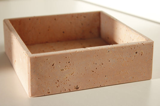 Vassoio Quadrato in Travertino Rosso - Red Travertine Squared Tray